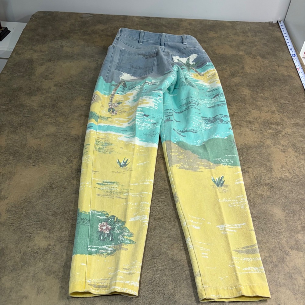Together! Jeans Womens 8 Multicolor Tropical Beach Palm Tree AOP Vintage